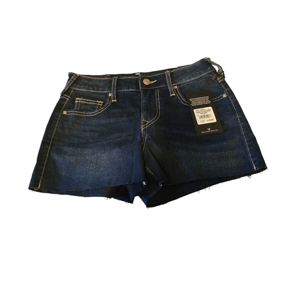 TRUE RELIGION NWT- JENNIE MID RISE RAW HEM SHORT SIZE 25